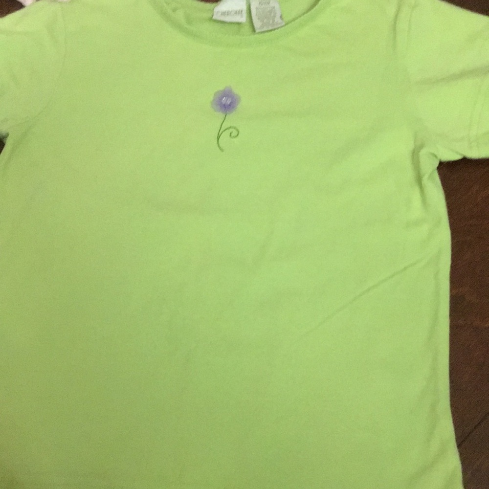 Green shirt with flower